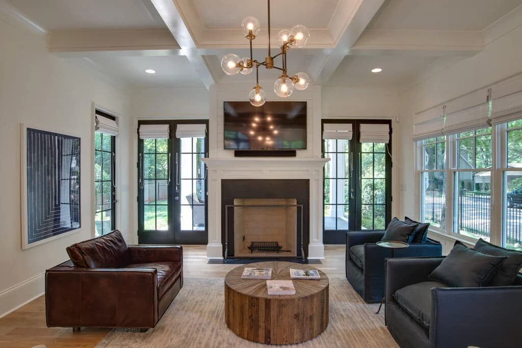 Bay Street I kitchen and living area — Royal Building Group custom home, Charlotte, NC