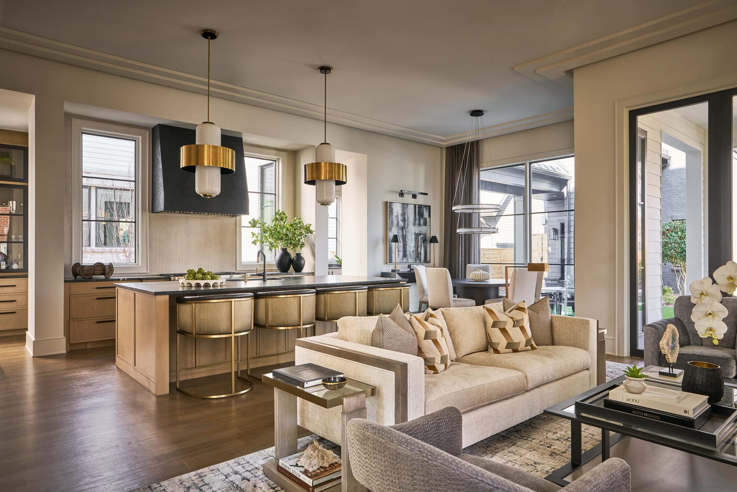 Chesterfield II kitchen and living area — Royal Building Group custom home, Charlotte, NC