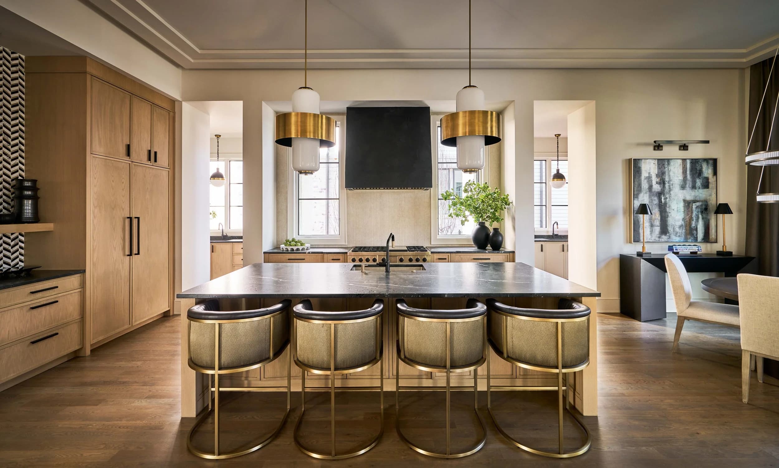 Chesterfield II kitchen and living area — Royal Building Group custom home, Charlotte, NC