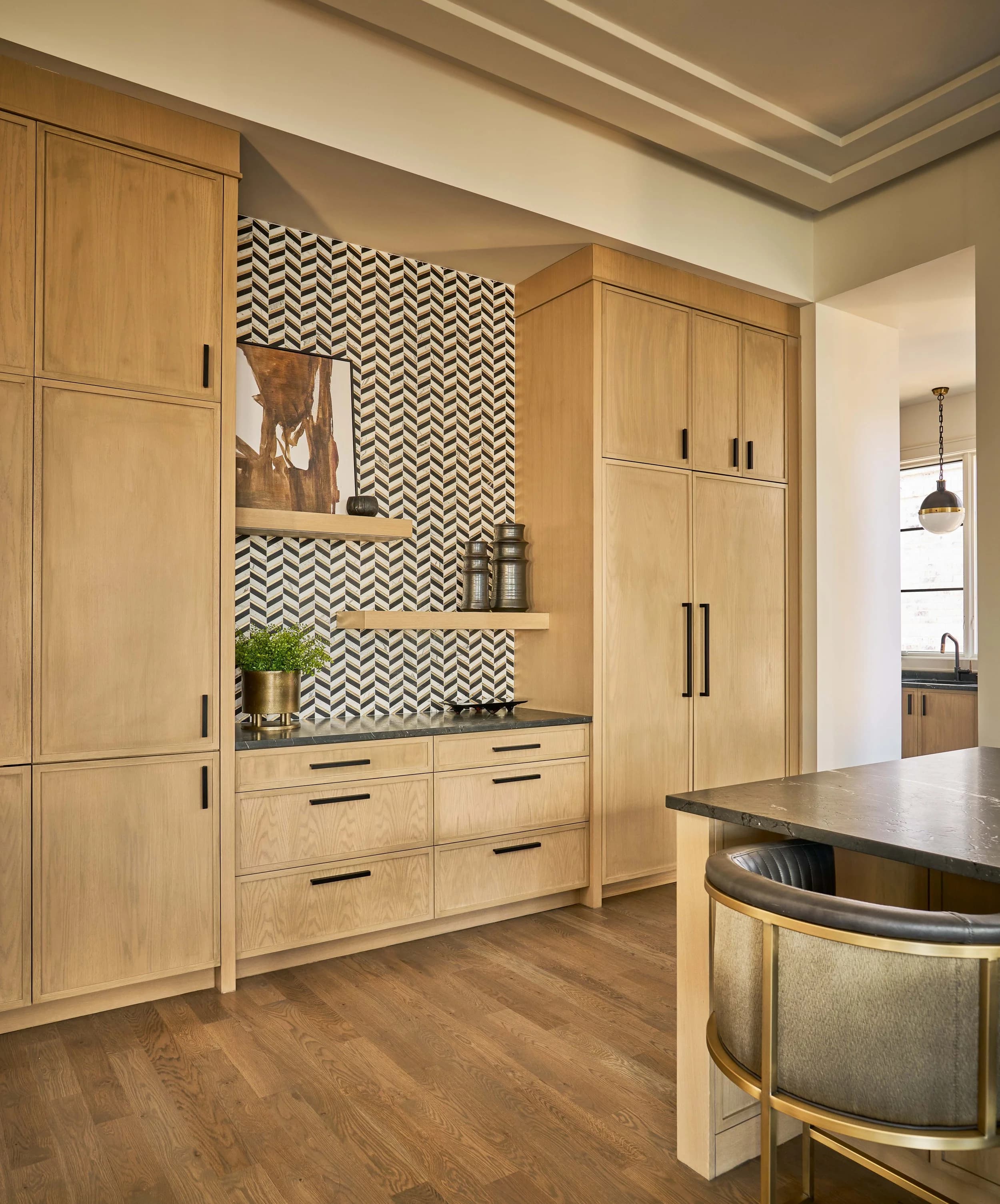 Chesterfield II kitchen and living area — Royal Building Group custom home, Charlotte, NC