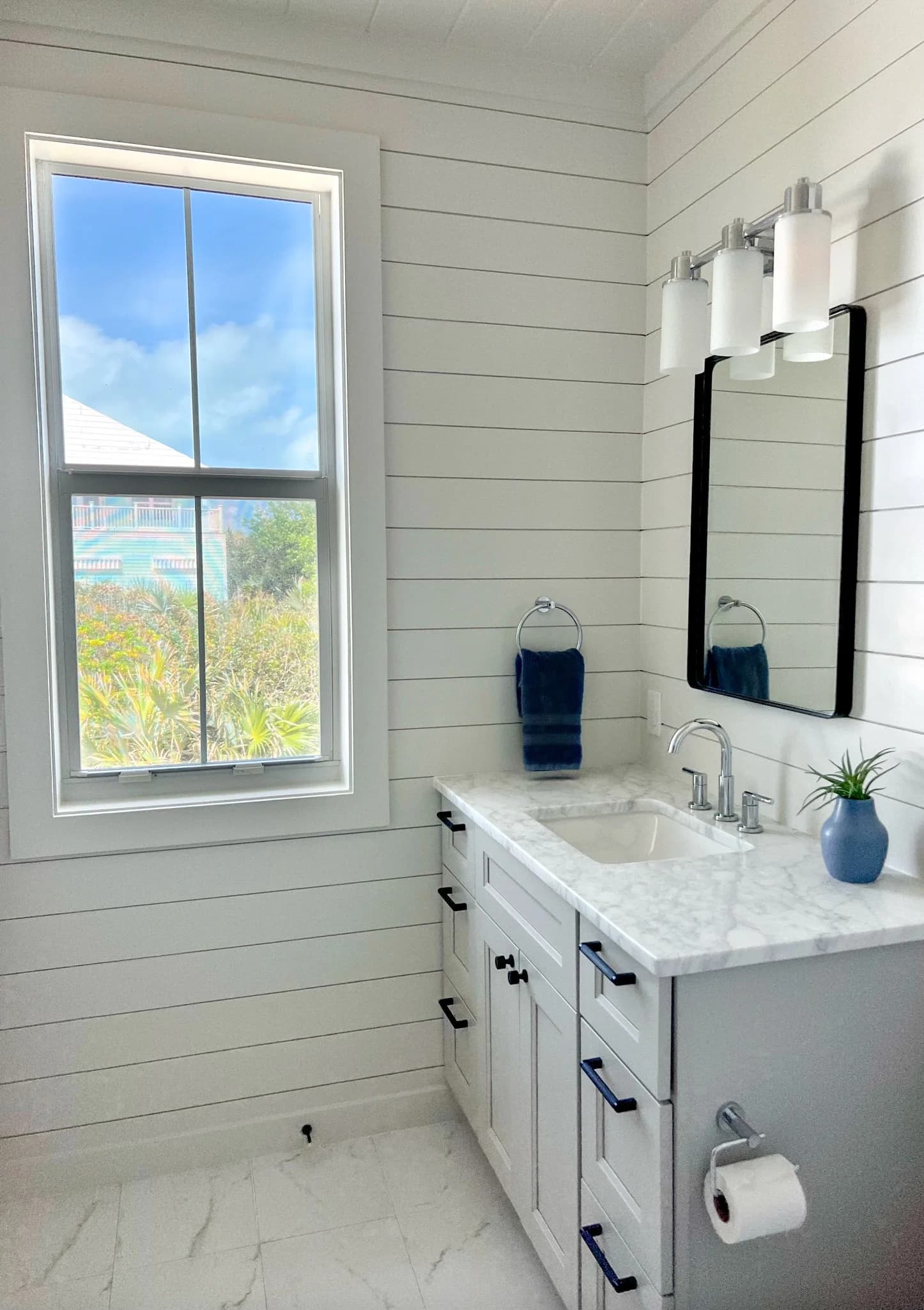 Elbow Cay kitchen and living area — Royal Building Group custom home, Bahamas