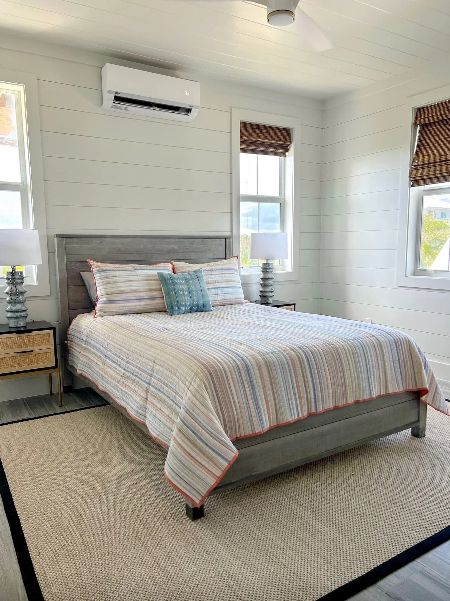 Elbow Cay bedroom and bathroom — luxury custom home in Bahamas