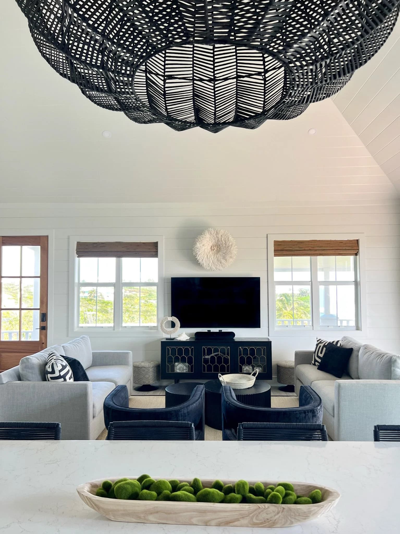 Elbow Cay interior living space — custom luxury home in Bahamas