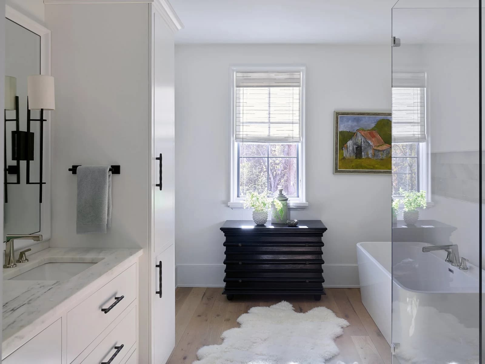 Ferncliff Duplex bedroom and bathroom — luxury custom home in Charlotte, NC