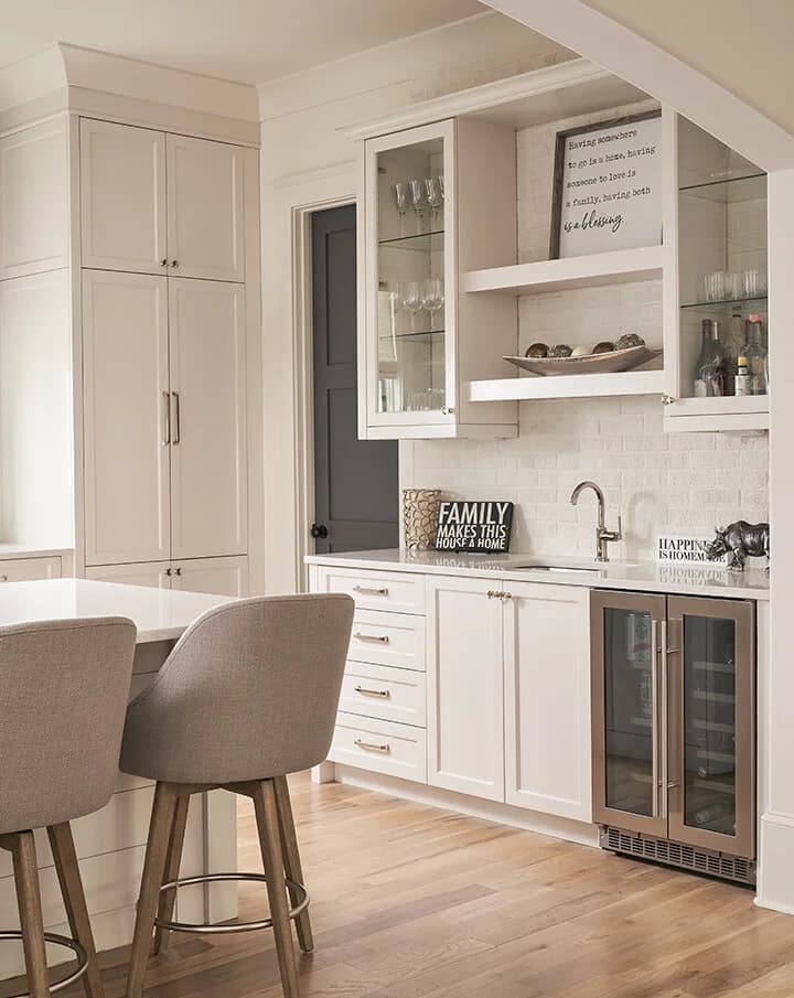 Laburnum II kitchen and living area — Royal Building Group custom home, Charlotte, NC