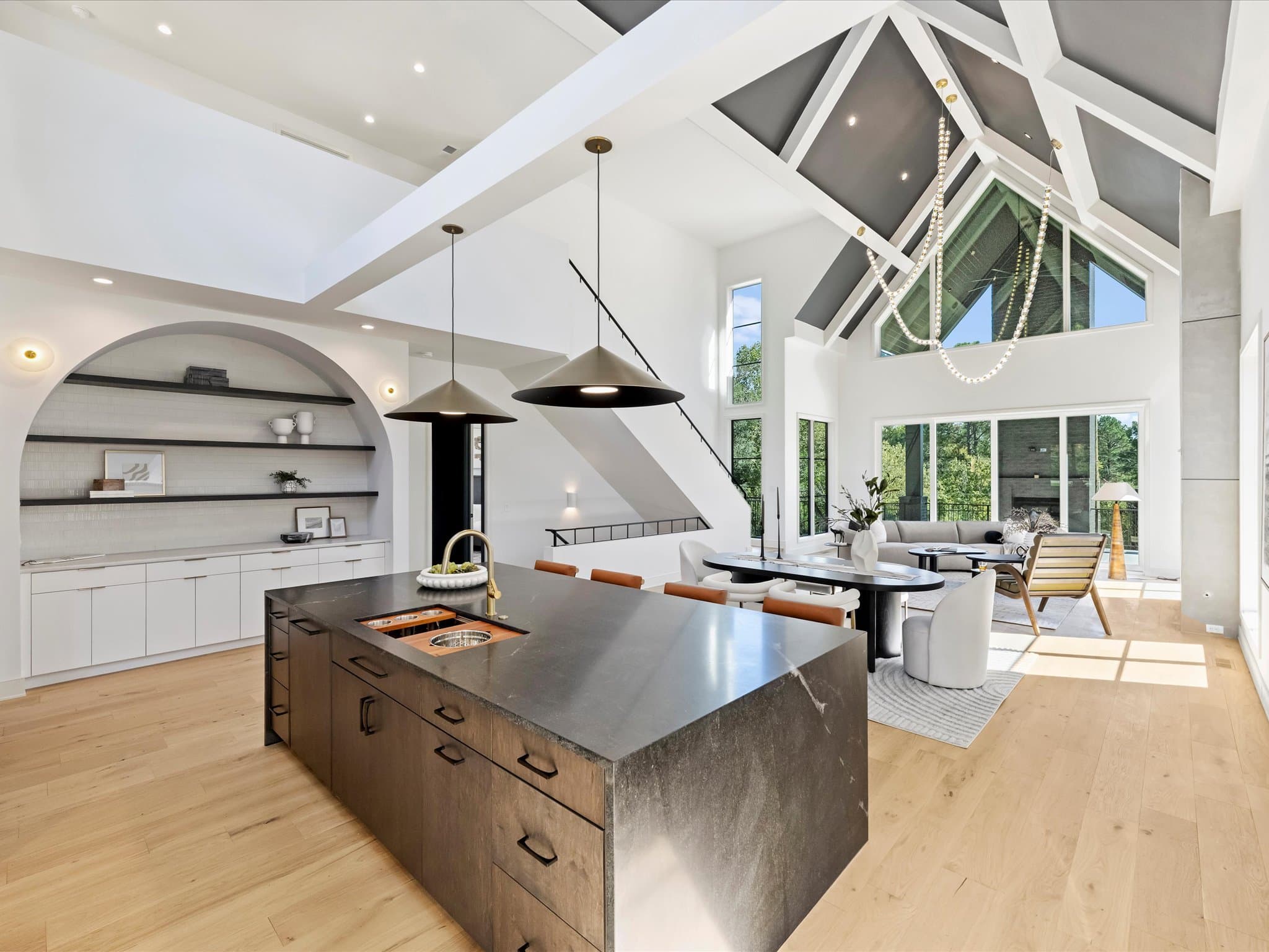 Lorna kitchen and living area — Royal Building Group custom home, Charlotte, NC