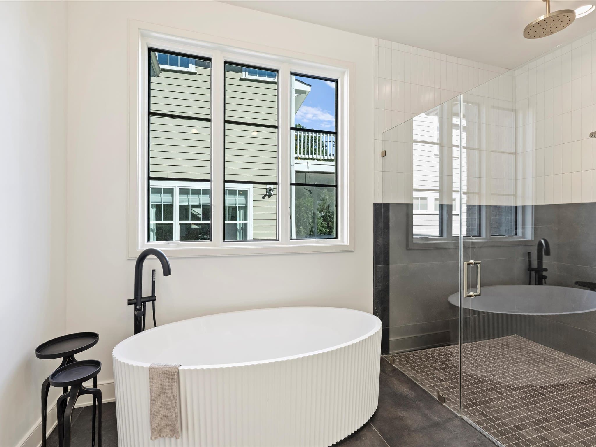 Lorna bedroom and bathroom — luxury custom home in Charlotte, NC