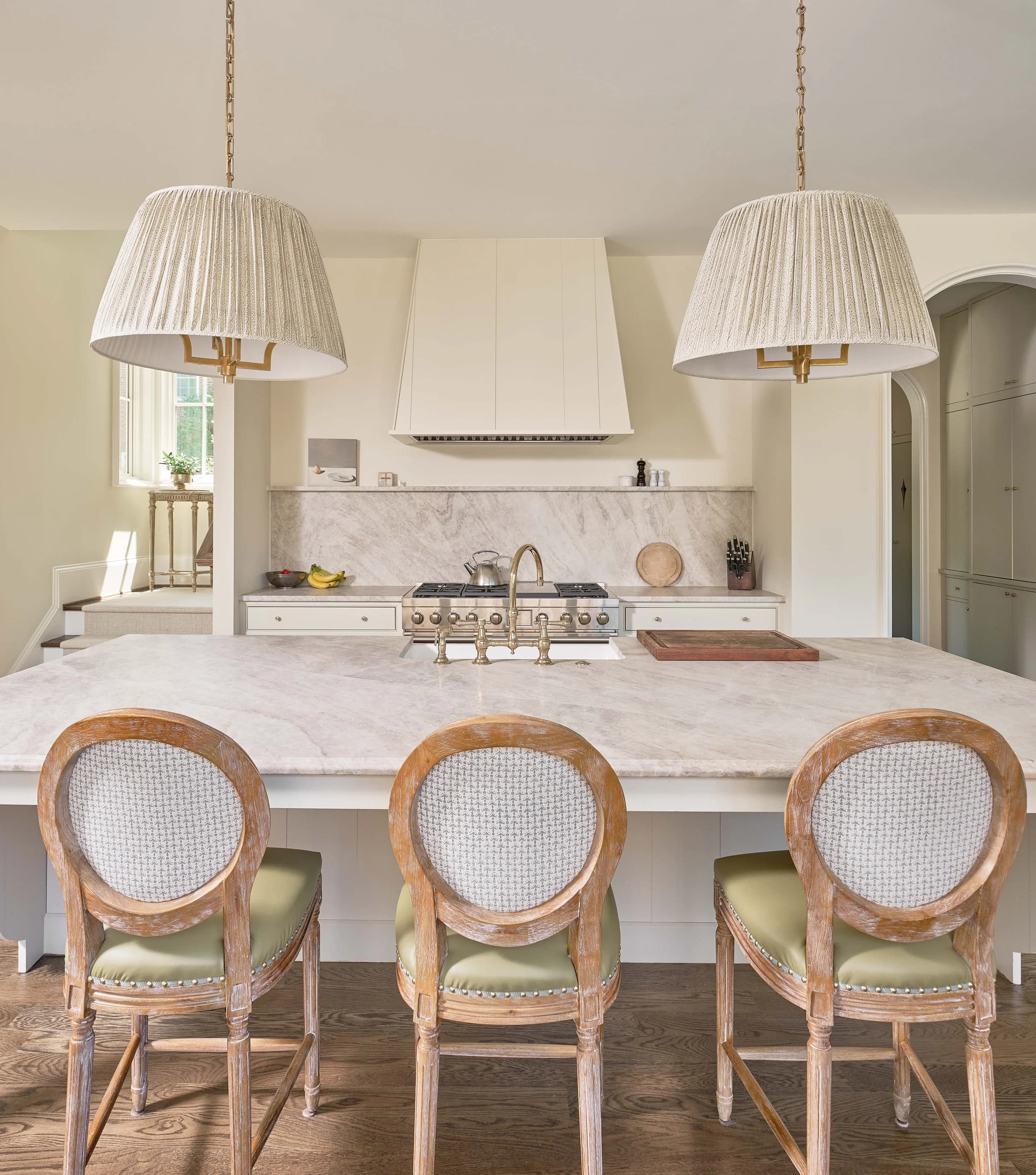 Queens Road bedroom and bathroom — luxury custom home in Charlotte, NC
