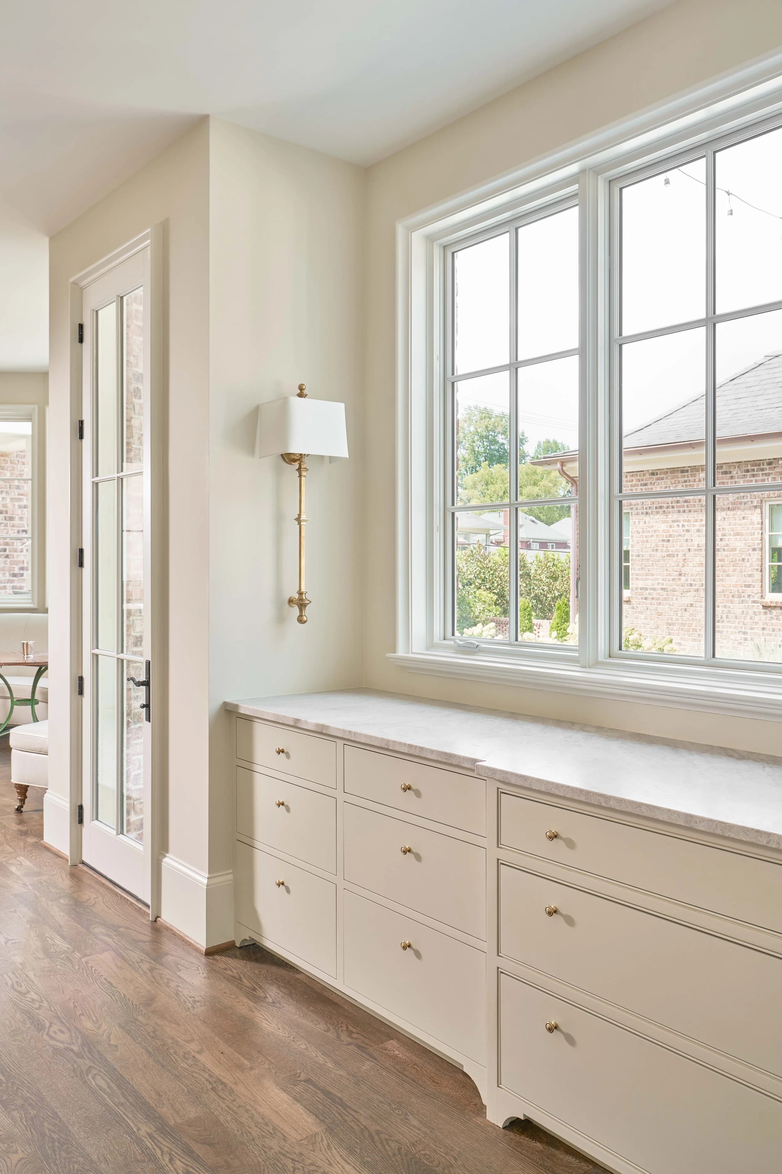 Queens Road bedroom and bathroom — luxury custom home in Charlotte, NC