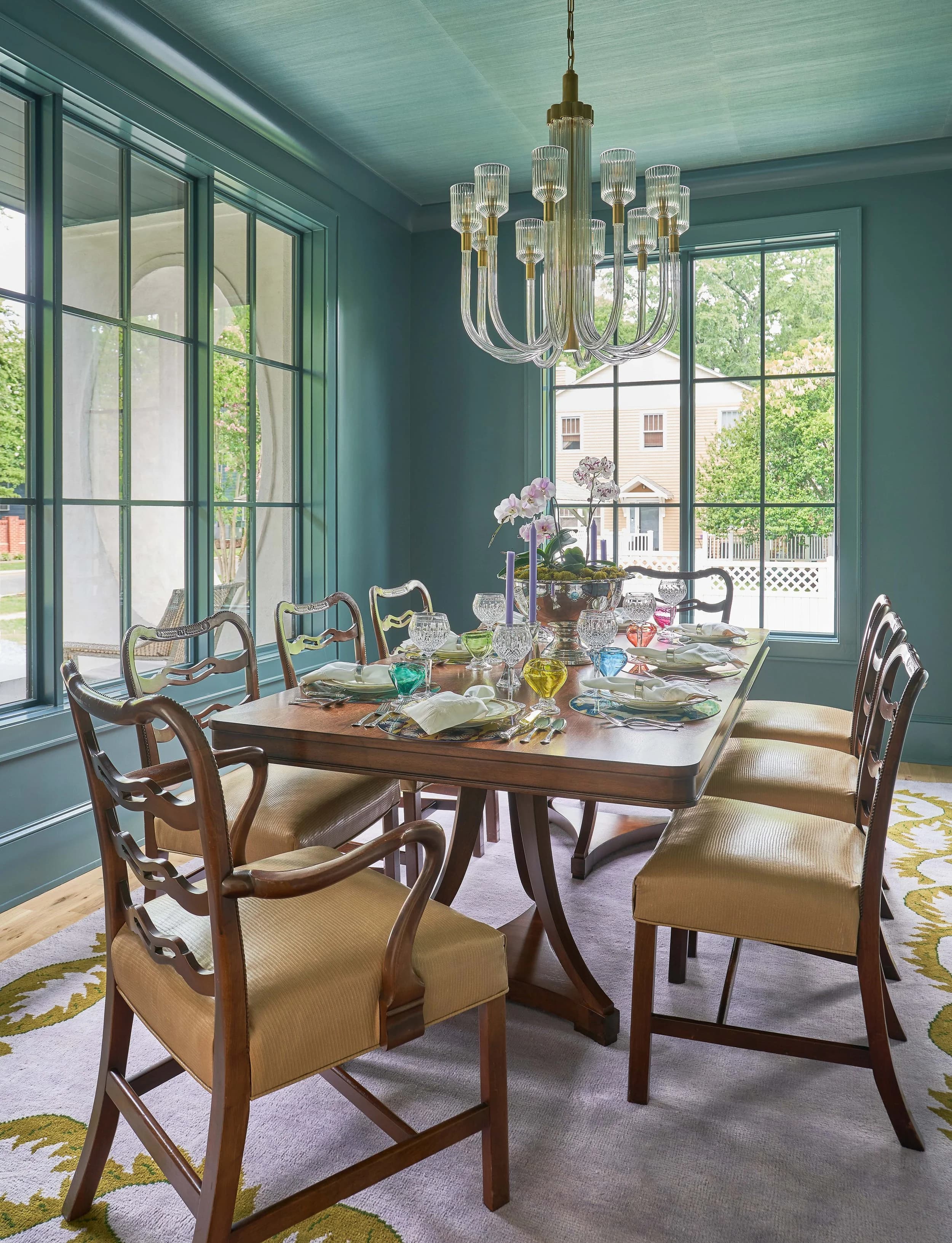 Winter kitchen and living area — Royal Building Group custom home, Charlotte, NC
