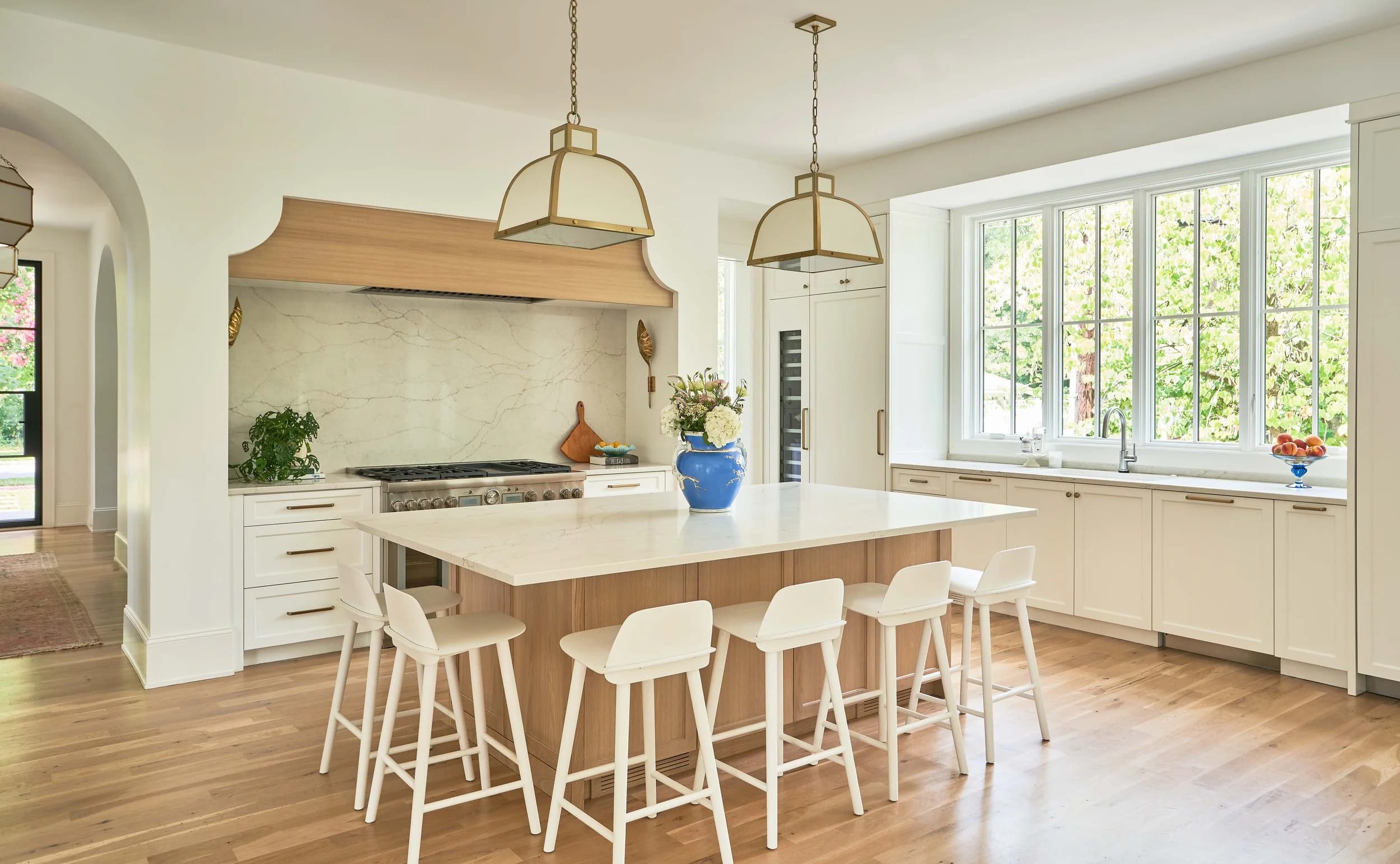 Winter kitchen and living area — Royal Building Group custom home, Charlotte, NC