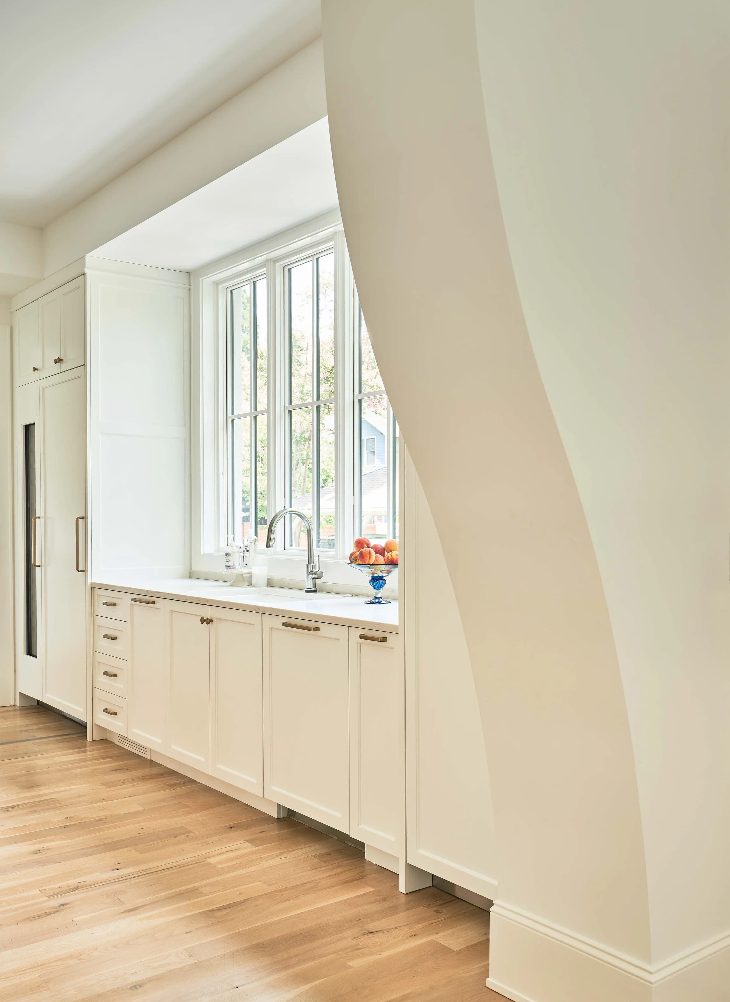 Winter kitchen and living area — Royal Building Group custom home, Charlotte, NC