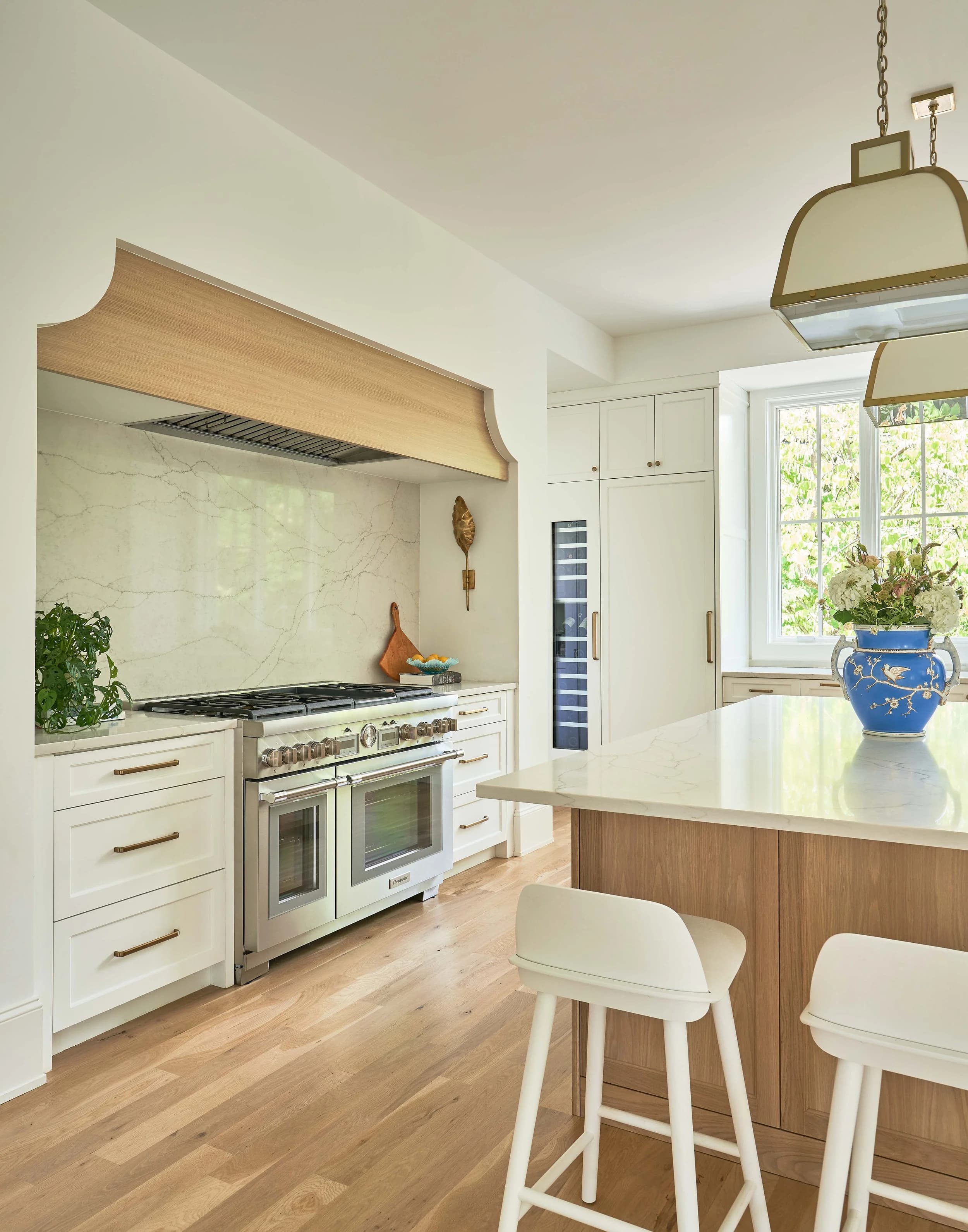 Winter kitchen and living area — Royal Building Group custom home, Charlotte, NC