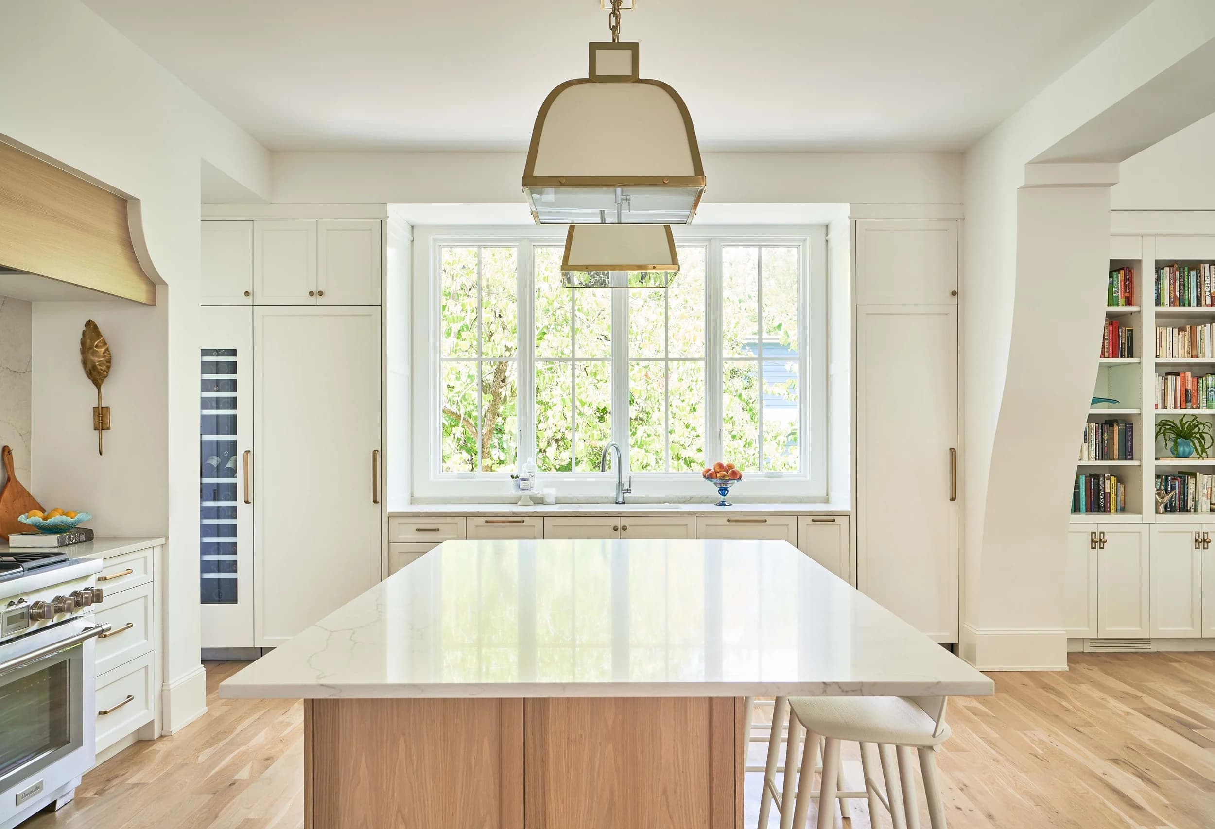 Winter kitchen and living area — Royal Building Group custom home, Charlotte, NC