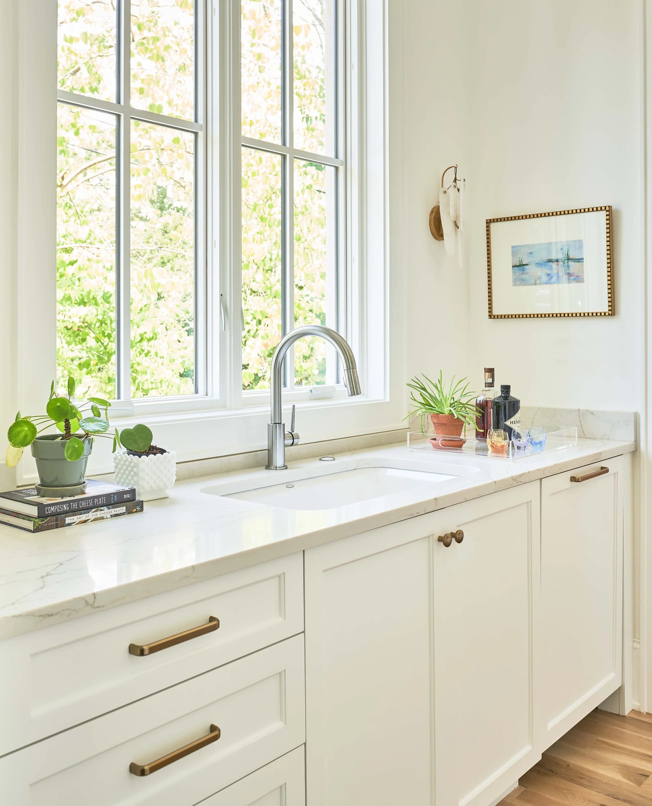Winter kitchen and living area — Royal Building Group custom home, Charlotte, NC