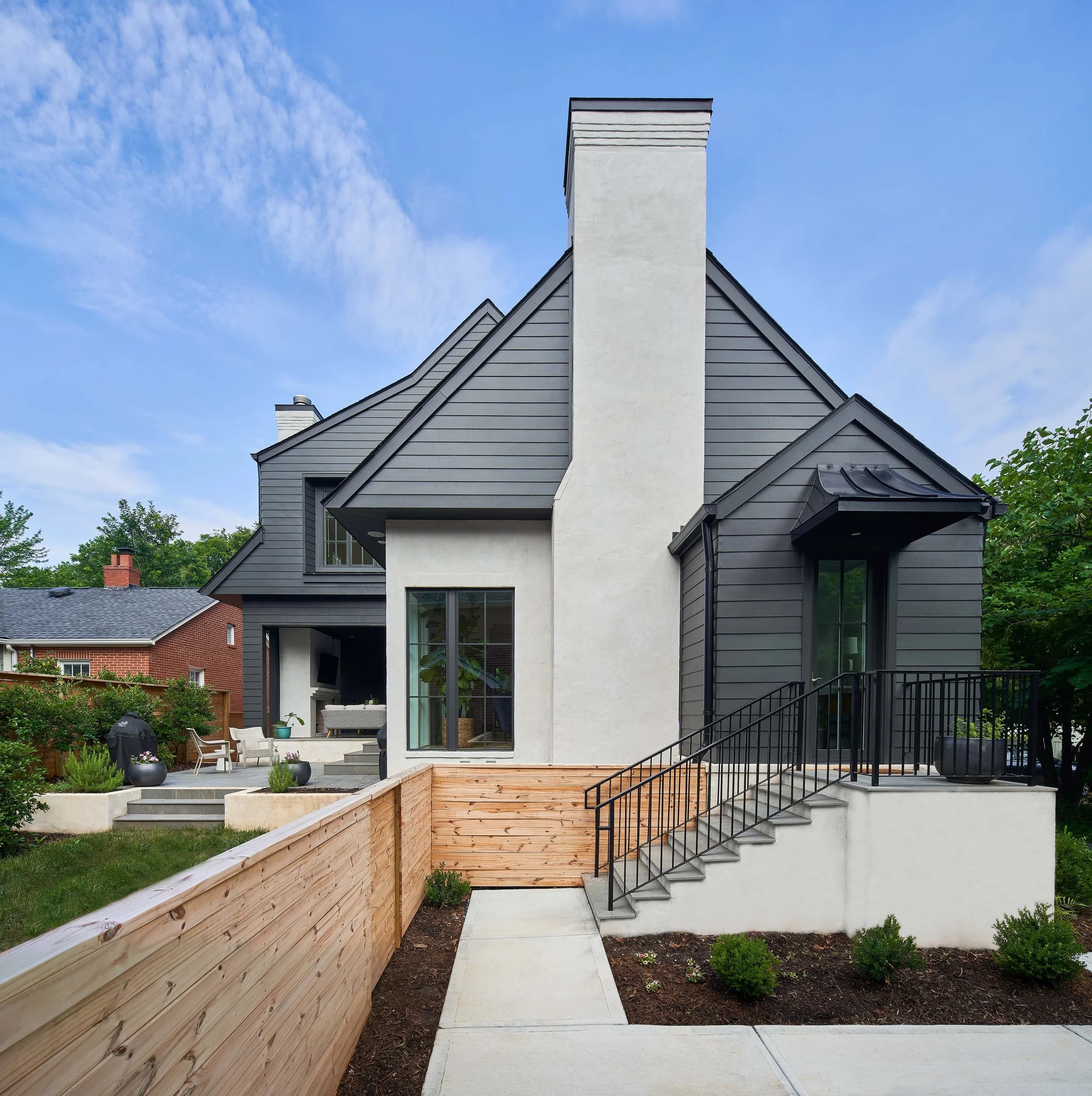 Winter architectural detail — Royal Building Group custom home, Charlotte, NC