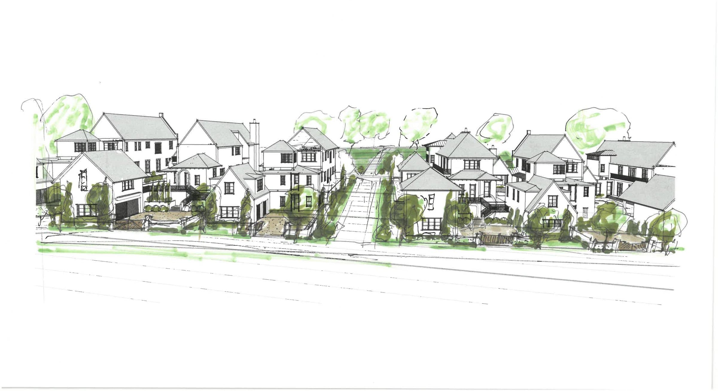 Rendering of the Royal Building Group streetscape at The Preserve at Summit Farms